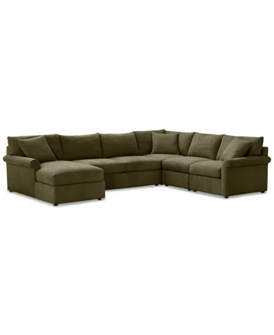Furniture Closeout! Wrenley 138" 5-pc. Fabric Modular Chaise Sectional Sofa, Created For Macy's In Olive
