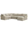 Furniture Closeout! Wrenley 138" 5-pc. Fabric Modular Sleeper Chaise Sectional Sofa, Created For Macy's In Dove