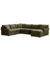Furniture Closeout! Wrenley 138" 5-pc. Fabric Modular Sleeper Chaise Sectional Sofa, Created For Macy's In Olive