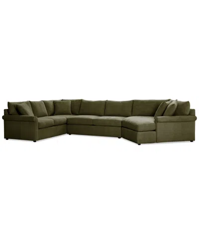 Furniture Closeout! Wrenley 170" 3-pc. Fabric Sectional Cuddler Chaise Sofa, Created For Macy's In Olive