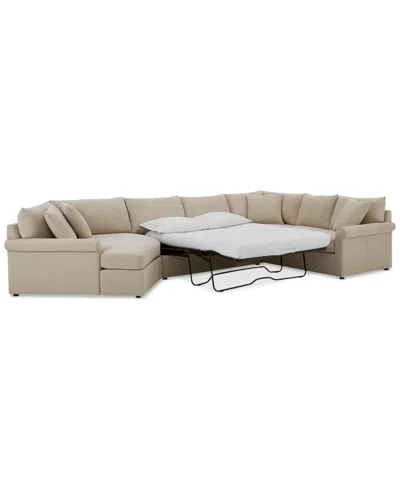 Furniture Closeout! Wrenley 170" 3-pc. Fabric Sectional Full Sleeper Cuddler Chaise Sofa, Created For Macy's In Dove