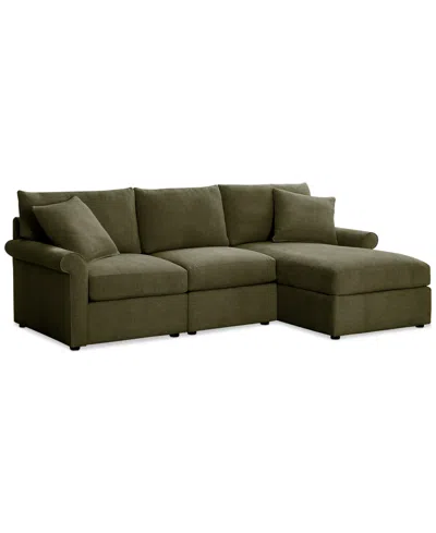 Furniture Closeout! Wrenley 99" 3-pc. Fabric Modular Chaise Sectional Sofa, Created For Macy's In Olive