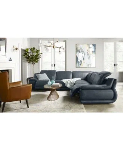 Furniture Daisley Leather Sectional Sofa Collection In Navy