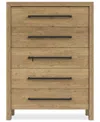 Furniture Davie Five Drawer Chest In Pale Oak