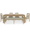 Furniture Davie Rectangular 6pc Dining Set (table, 4 Ladder Side Chairs & Bench)