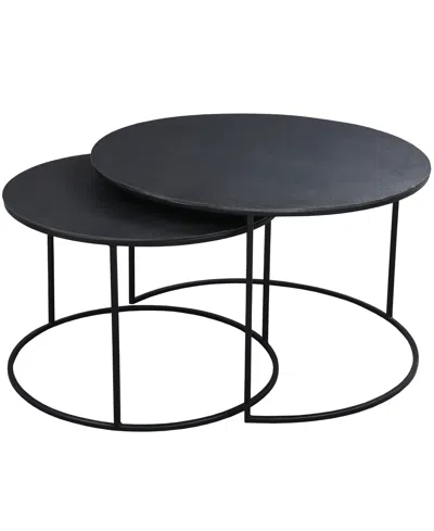 Furniture Declan Round Nesting Coffee Table In Antique-like Charcoal