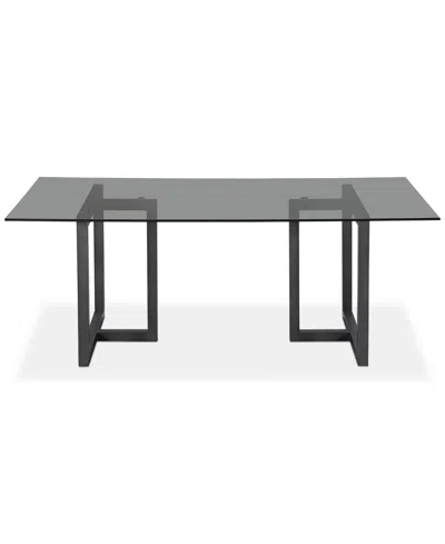 Furniture Emila Rectangular Glass Dining Table, Created For Macy's In Smoked Glass With Black Base