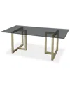 Furniture Emila Rectangular Glass Dining Table, Created For Macy's In Smoked Glass With Champagne Base