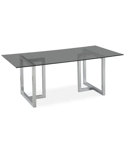 Furniture Emila Rectangular Glass Dining Table, Created For Macy's In Smoked Glass With Silver Base