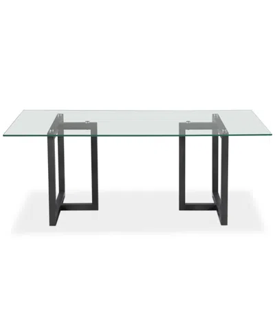 Furniture Emila Rectangular Glass Dining Table, Created For Macy's In Ultra Clear Glass With Black Base
