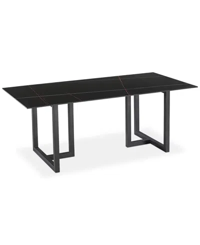 Furniture Emila Rectangular Sintered Stone Dining Table, Created For Macy's In Black Sintered Stone With Black Base