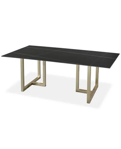 Furniture Emila Rectangular Sintered Stone Dining Table, Created For Macy's In Black Sintered Stone With Champagne Base