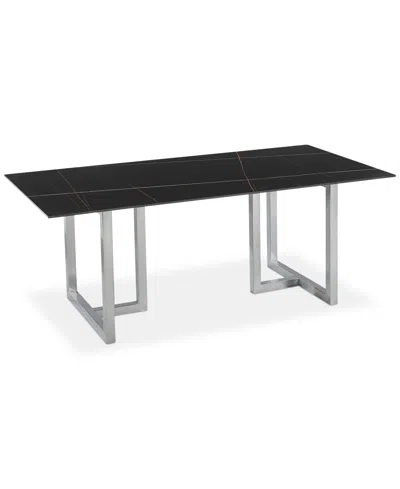 Furniture Emila Rectangular Sintered Stone Dining Table, Created For Macy's In Black Sintered Stone With Silver Base