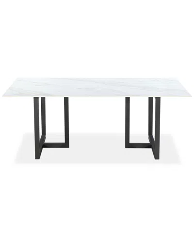 Furniture Emila Rectangular Sintered Stone Dining Table, Created For Macy's In White Sintered Stone With Black Base
