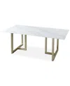 Furniture Emila Rectangular Sintered Stone Dining Table, Created For Macy's In White Sintered Stone With Champagne Base