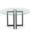 Furniture Emila Round Glass Dining Table, Created For Macy's In Clear Glass With Black Base