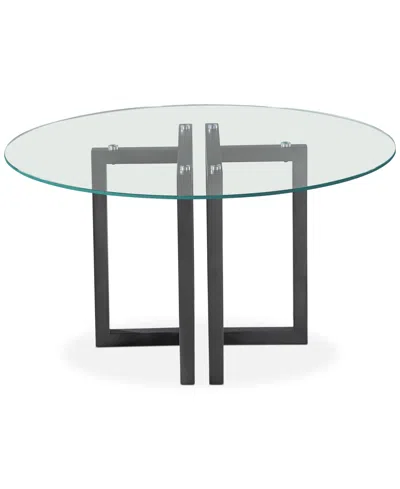 Furniture Emila Round Glass Dining Table, Created For Macy's In Clear Glass With Black Base