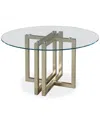 Furniture Emila Round Glass Dining Table, Created For Macy's In Clear Glass With Champagne Base