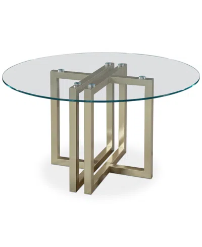 Furniture Emila Round Glass Dining Table, Created For Macy's In Clear Glass With Champagne Base