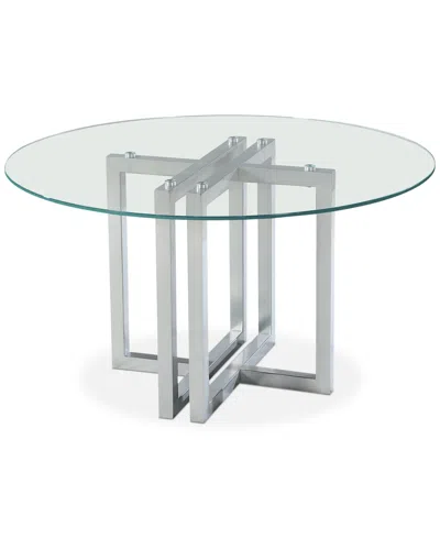 Furniture Emila Round Glass Dining Table, Created For Macy's In Clear Glass With Silver Base