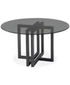 Furniture Emila Round Glass Dining Table, Created For Macy's In Smoked Glass With Black Base