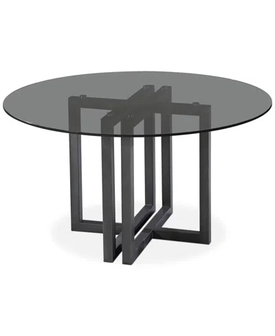 Furniture Emila Round Glass Dining Table, Created For Macy's In Smoked Glass With Black Base