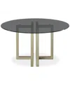 Furniture Emila Round Glass Dining Table, Created For Macy's In Smoked Glass With Champagne Base