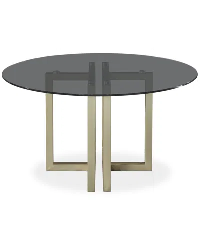 Furniture Emila Round Glass Dining Table, Created For Macy's In Smoked Glass With Champagne Base