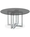 Furniture Emila Round Glass Dining Table, Created For Macy's In Smoked Glass With Silver Base