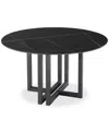 Furniture Emila Round Sintered Stone Dining Table, Created For Macy's In Black Sintered Stone With Black Base