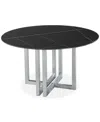 Furniture Emila Round Sintered Stone Dining Table, Created For Macy's In Black Sintered Stone With Silver Base