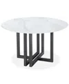 Furniture Emila Round Sintered Stone Dining Table, Created For Macy's In White Sintered Stone With Black Base