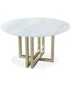 Furniture Emila Round Sintered Stone Dining Table, Created For Macy's In White Sintered Stone With Champagne Base