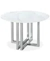 Furniture Emila Round Sintered Stone Dining Table, Created For Macy's In White Sintered Stone With Silver Base