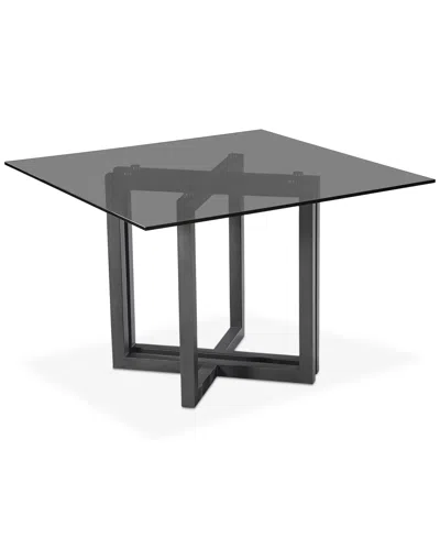 Furniture Emila Square Glass Dining Table, Created For Macy's In Smoked Glass With Black Base