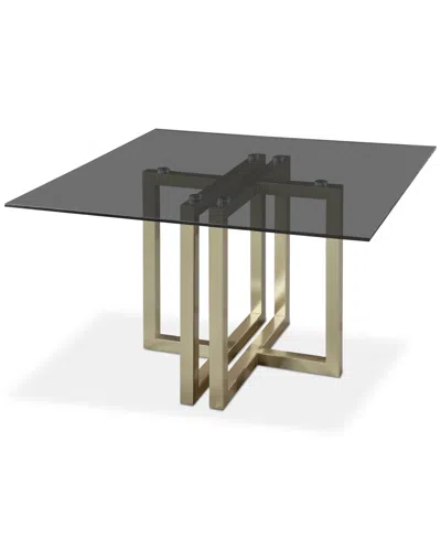 Furniture Emila Square Glass Dining Table, Created For Macy's In Smoked Glass With Champagne Base