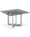 Furniture Emila Square Glass Dining Table, Created For Macy's In Smoked Glass With Silver Base