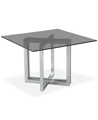 Furniture Emila Square Glass Dining Table, Created For Macy's In Smoked Glass With Silver Base
