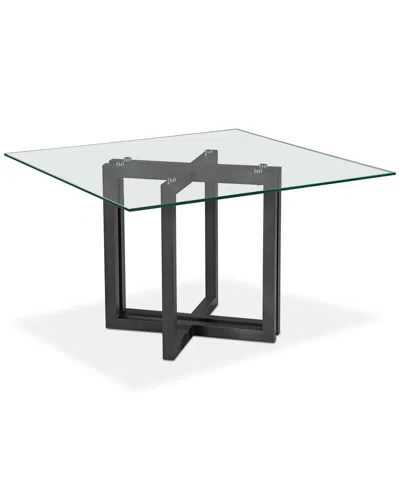 Furniture Emila Square Glass Dining Table, Created For Macy's In Ultra Clear Glass With Black Base