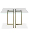 Furniture Emila Square Glass Dining Table, Created For Macy's In Ultra Clear Glass With Champagne Base