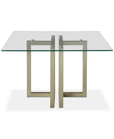 Furniture Emila Square Glass Dining Table, Created For Macy's In Ultra Clear Glass With Champagne Base