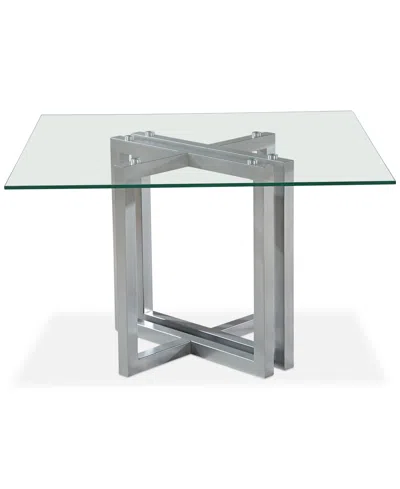 Furniture Emila Square Glass Dining Table, Created For Macy's In Ultra Clear Glass With Silver Base