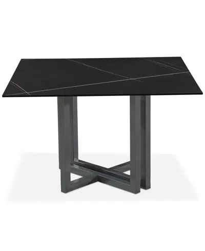 Furniture Emila Square Sintered Stone Dining Table, Created For Macy's In Black Sintered Stone With Black Base