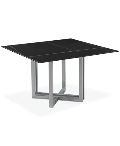 Furniture Emila Square Sintered Stone Dining Table, Created For Macy's In Black Sintered Stone With Silver Base