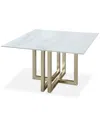 Furniture Emila Square Sintered Stone Dining Table, Created For Macy's In White Sintered Stone With Champagne Base