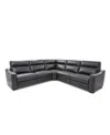 Furniture Gabrine 5-pc. Leather Sectional With 2 Power Headrests, Created For Macy's In Charcoal