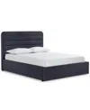 Furniture Haryan Queen Upholstered Storage Bed In Navy