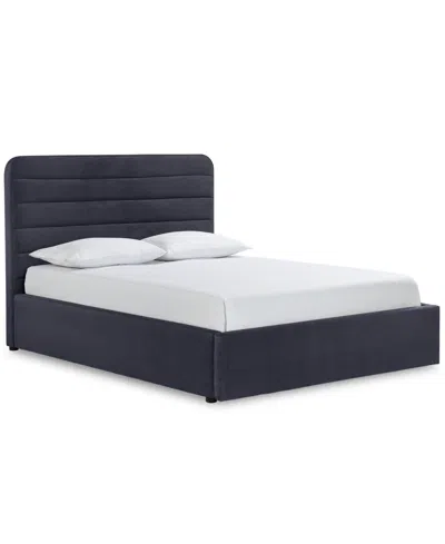 Furniture Haryan Queen Upholstered Storage Bed In Navy