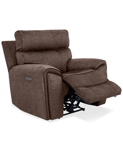 Furniture Hutchenson 43" Fabric Power Recliner In Chocolate Brown