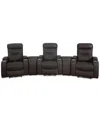 Furniture Jabarr 5-pc. Beyond Leather Theater Seating With 2 Consoles, Created For Macy's In Dark Brown